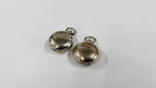 TWO ANTIQUE SILVER SOVEREIGN CASES, CHESTER AND BIRMINGHAM ASSAY - DIAMETER 3CM.