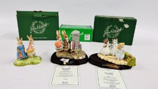 A GROUP OF 3 BESWICK BEATRIX POTTER COLLECTORS GROUPS TO INCLUDE HIDING FROM THE CAT 1864, MITTENS,
