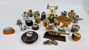 A GROUP OF RETRO AND VINTAGE TABLE LIGHTERS TO INCLUDE RONSON,