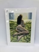 AN ORIGINAL KRYS LEACH SIGNED ARTWORK ENTITLED LEGS AT ELEVEN, OILS ON CANVAS BOARD - W 28.