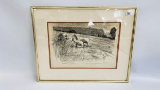 HARRY BECKER LITHOGRAPH "SHEEP ON A FIELD 01" 30 X 43CM.