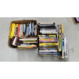 TWO BOXES CONTAINING AN EXTENSIVE COLLECTION OF CYCLING BOOKS AND DVD'S TO INCLUDE TOUR DE FRANCE,