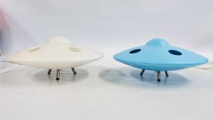 A PAIR OF DESIGNER FLYING SAUCER TABLE LAMPS, DESIGNED BY MR.