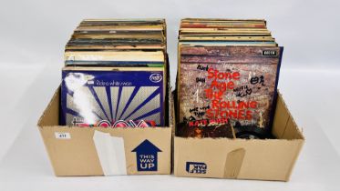 2 BOXES CONTAINING AN EXTENSIVE COLLECTION OF MAINLY 70'S AND 80'S ROCK MUSIC TO INCLUDE ROLLING