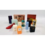 A BOXED "UNSPOKEN" GIFT SET ALONG WITH AN ESTEE LAUDER EXAMPLE + A GROUP OF ASSORTED PART USED