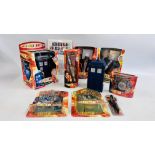 A DOCTOR WHO TARDIS TALKING MONEY BANK IN BOX TOGETHER WITH A DOCTOR WHO CONTROL PANEL,