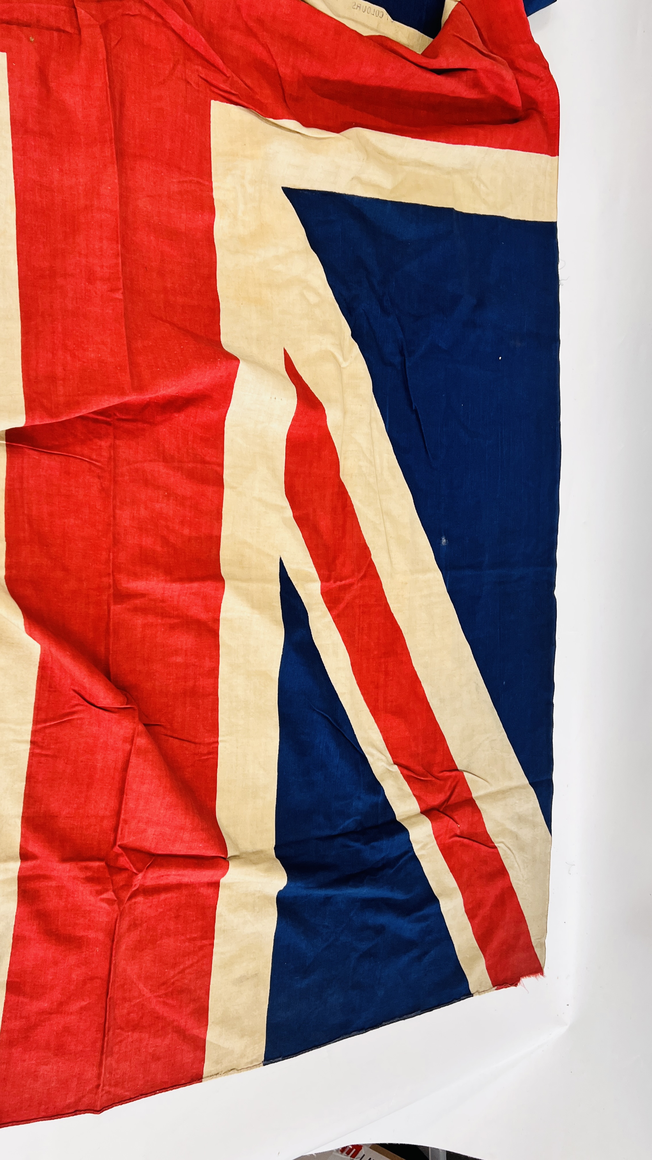 A LARGE VINTAGE BRITISH UNION JACK FLAG, 217 X 112CM. - Image 2 of 9
