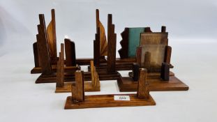 A GROUP OF 1930s HARDWOOD STANDING PHOTOGRAPH FRAMES.