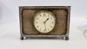 A MAPPIN & WEBB SILVER PLATED MANTEL CLOCK,