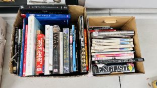 TWO BOXES OF ASSORTED BOOKS TO INCLUDE DOCTOR WHO, GARDENING, "THE PLAYMATE BOOK", ETC.
