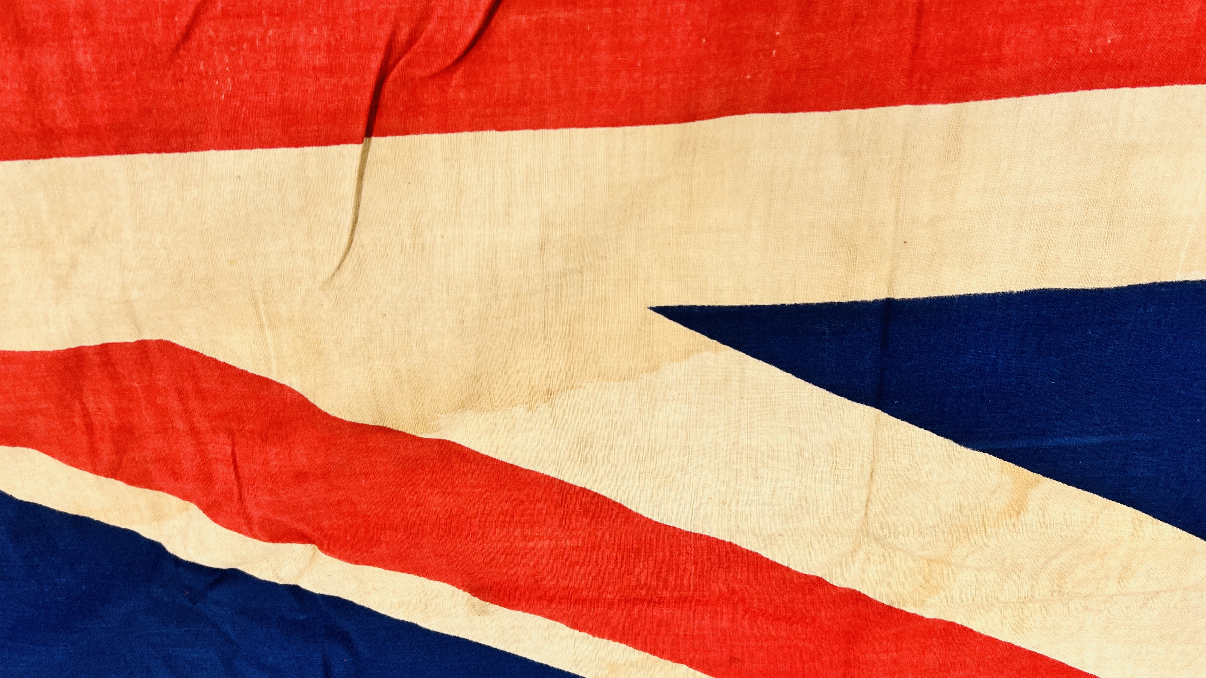 A LARGE VINTAGE BRITISH UNION JACK FLAG, 217 X 112CM. - Image 8 of 9