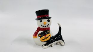 A LORNA BAILEY COLLECTORS CAT RED SCARF SNOWMAN,