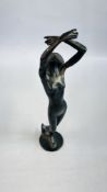 A LATE C20th COPY OF AN ART DECO FIGURE OF A DANCING GIRL, 35CM HIGH.