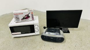 COOKWORKS 700 WATT MICROWAVE OVEN (UNUSED), MORPHY RICHARDS TURBO STEAM IRON,