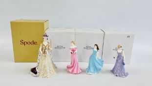 3 ROYAL WORCESTER FIGURES & 1 SPODE FIGURE TO INCLUDE ROYAL WORCESTER 'VICTORIA' LIMITED EDITION OF