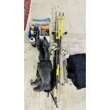 A COLLECTION OF SEA FISHING EQUIPMENT TO INCLUDE RODS, REELS, STANDS, WEIGHTS, LAMPS, ROPE,