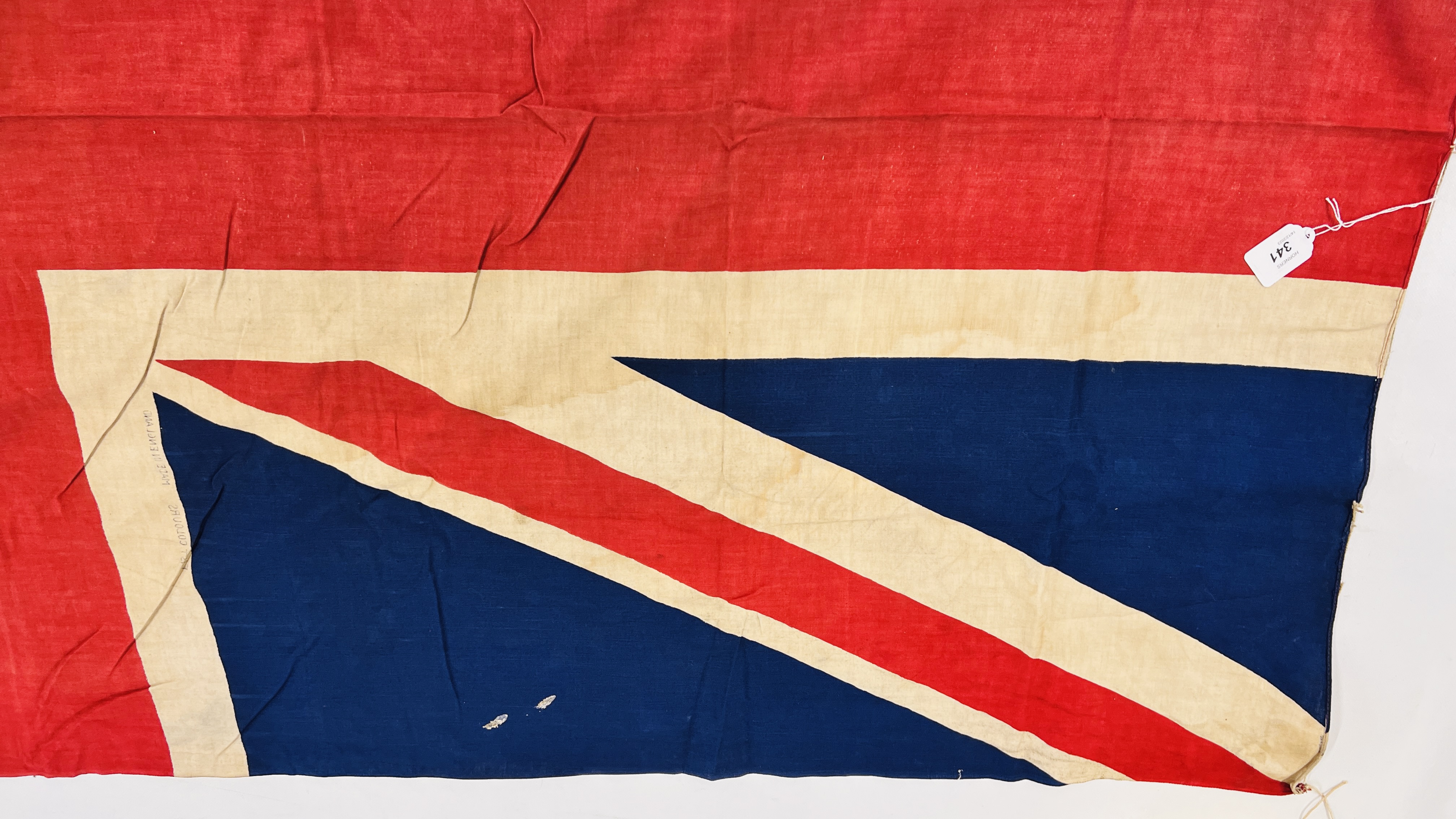 A LARGE VINTAGE BRITISH UNION JACK FLAG, 217 X 112CM. - Image 7 of 9