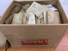 STAMPS: BOX WITH VAST QUANTITY ALL WORLD SORTED INTO ENVELOPES, MUCH SOUTH AFRICA.