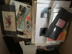 STAMPS: LARGE BOX MAINLY GB ON LEAVES, STOCKCARDS, IN PACKETS AND LOOSE, 1976-81 YEAR PACKS ETC.