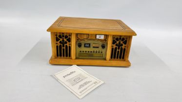 PROLECTRIX NOSTALGIC CD, RECORD, RADIO TAPE PLAYER WITH INSTRUCTIONS - SOLD AS SEEN.