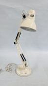 A RETRO DESIGN CREAM FINISH DESKTOP ANGLE POISE LAMP - SOLD AS SEEN.