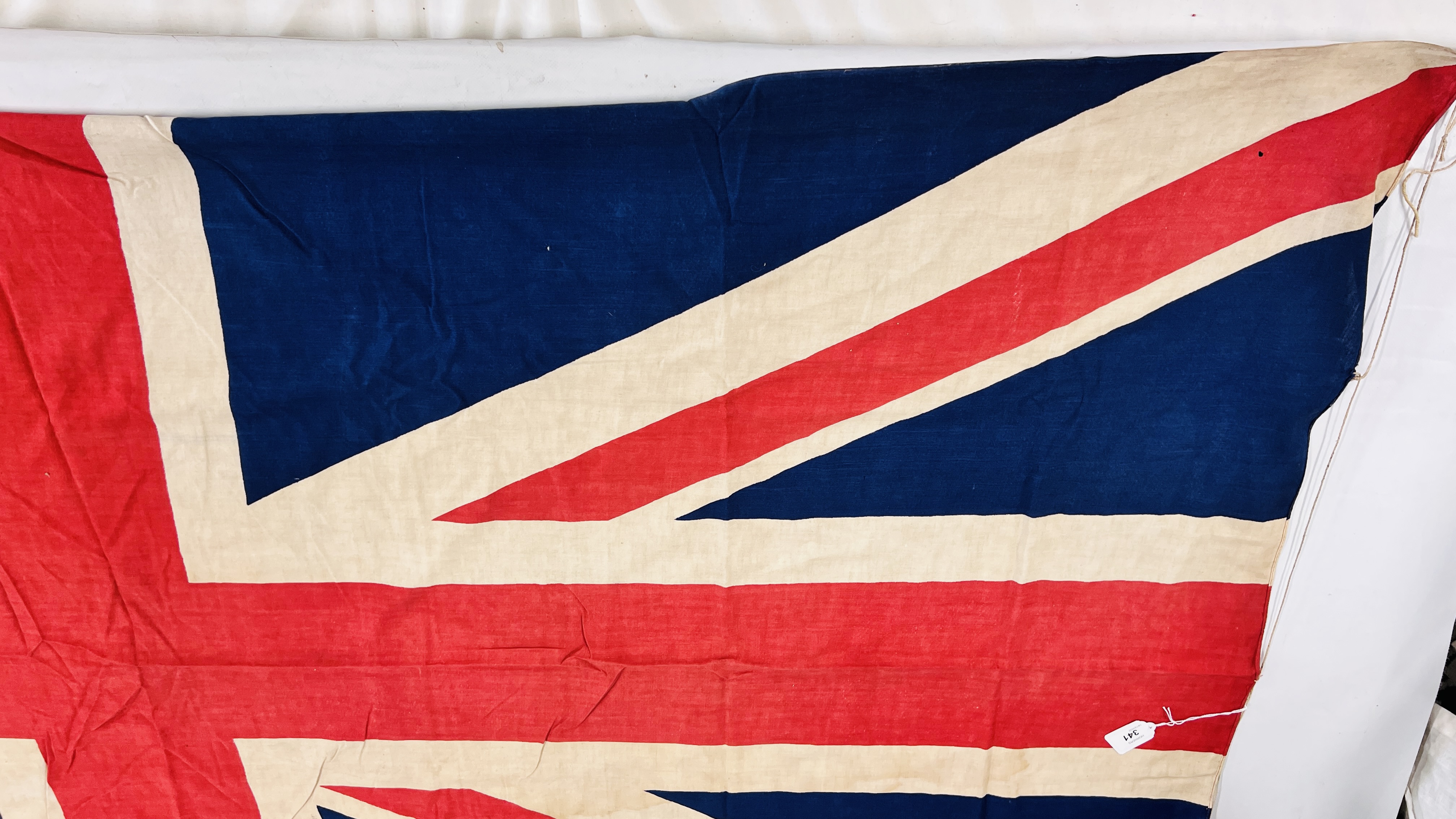 A LARGE VINTAGE BRITISH UNION JACK FLAG, 217 X 112CM. - Image 6 of 9