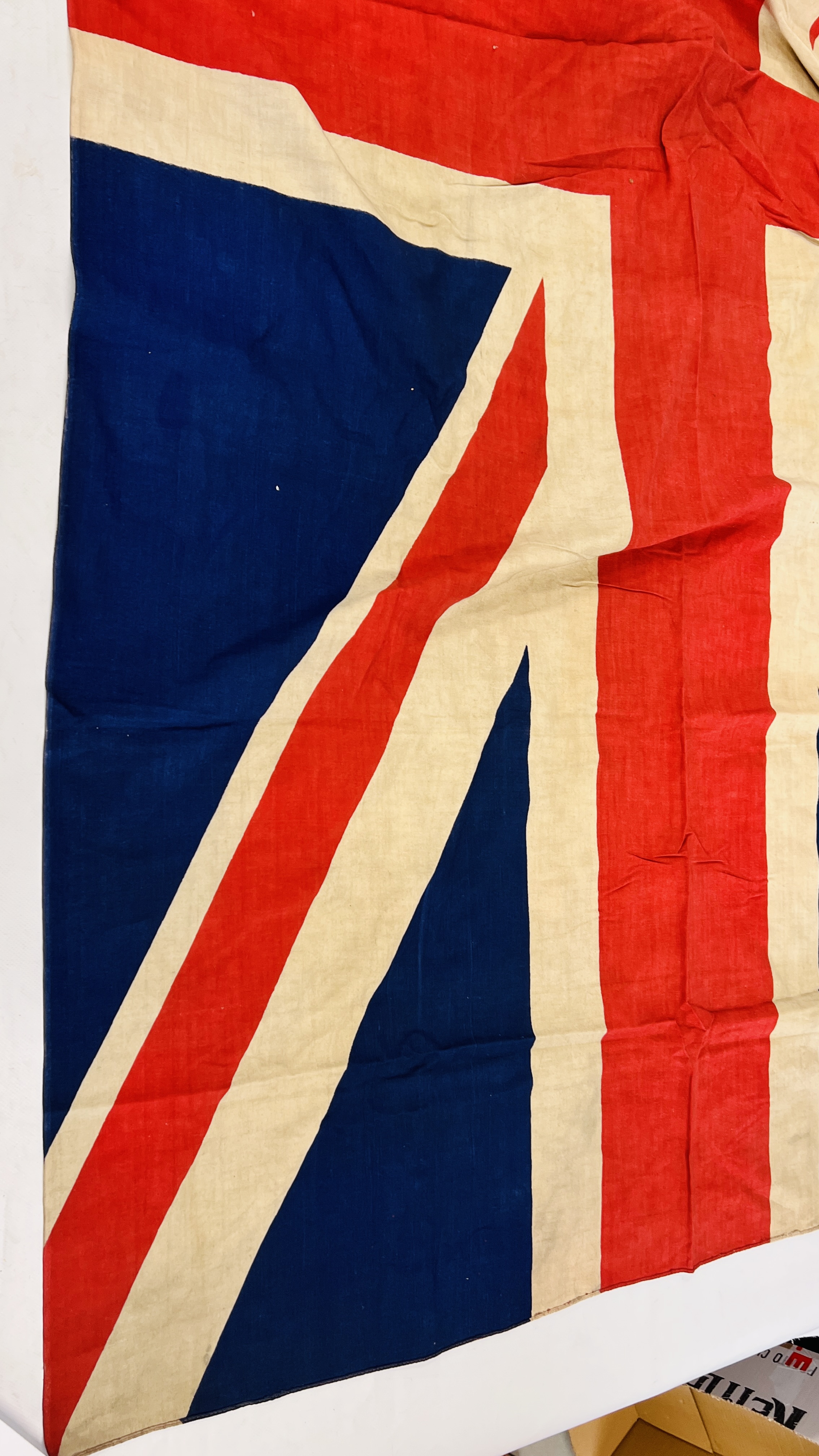 A LARGE VINTAGE BRITISH UNION JACK FLAG, 217 X 112CM. - Image 5 of 9