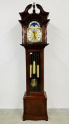 A GOOD QUALITY REPRODUCTION LONG CASE CLOCK - MOON PHASE DIAL, WESTMINSTER CHIME.