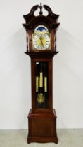 A GOOD QUALITY REPRODUCTION LONG CASE CLOCK - MOON PHASE DIAL, WESTMINSTER CHIME.