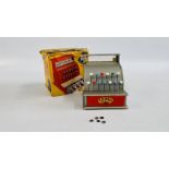 A VINTAGE "CODEG" WORKING MODEL TOY CASH REGISTER IN ORIGINAL BOX.