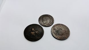 A NORWICH TOKEN 1811, A CORNISH PENNY 1811 AND A DOUBLE HEADED PENNY.
