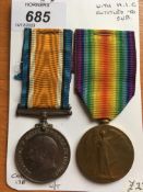 MEDALS: WW1 BWM AND VICTORY TO 135877 PNR. F. SEWELL R.E.