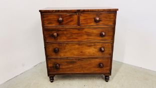 VICTORIAN MAHOGANY TWO OVER THREE CHEST OF DRAWERS - W 92CM, D 44CM, H 104CM.