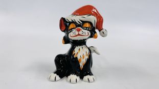 A LORNA BAILEY COLLECTORS CLUB LIMITED EDITION 58/75 CHRISTMAS CAT IN A SANTA HAT,