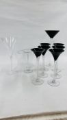 10 MODERN SHALLOW GLASS VASES - HIGHEST HEIGHT 58CM.