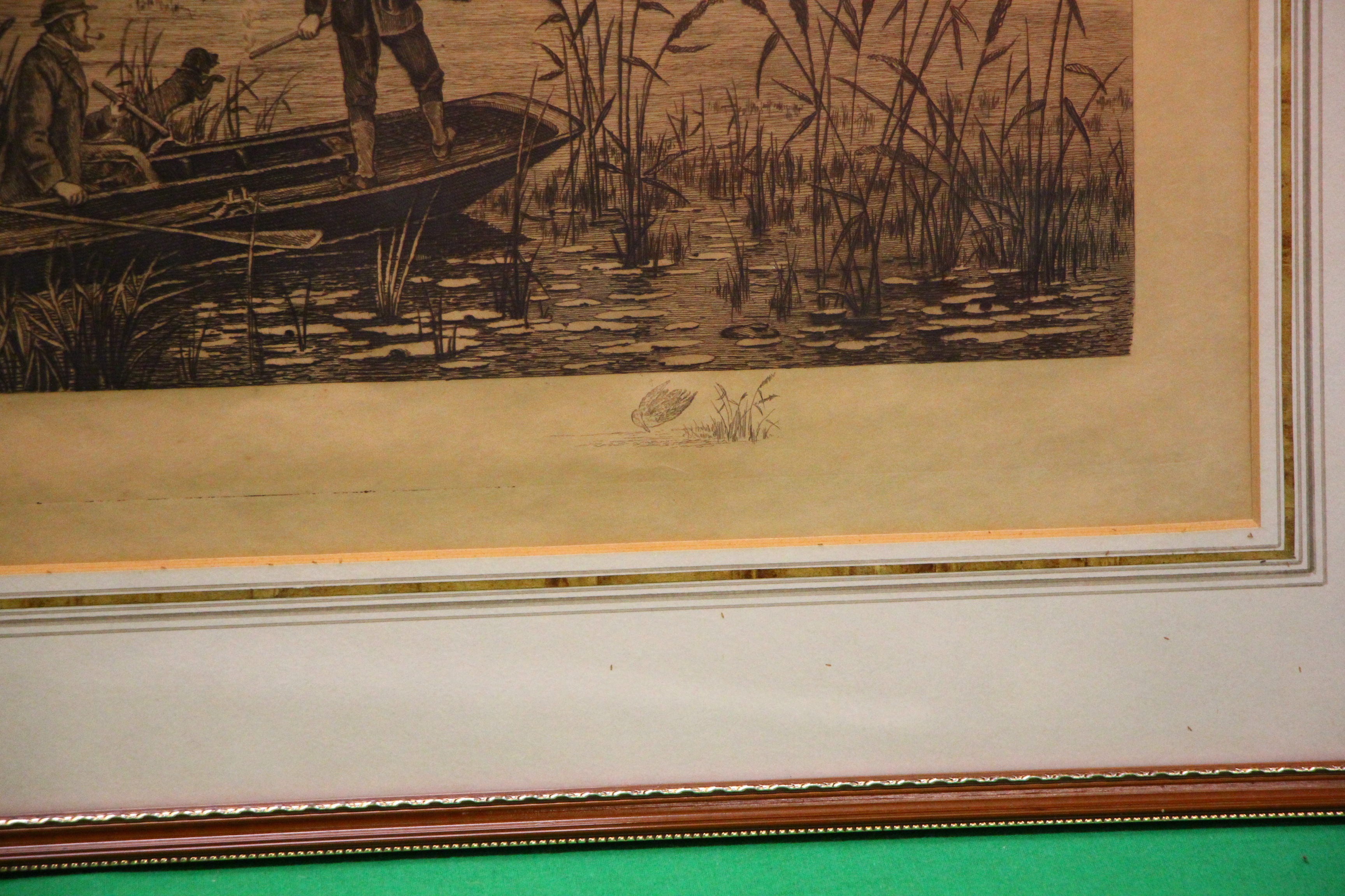 A PAIR OF FRAMED AND MOUNTED VINTAGE COUNTRY SHOOTING ETCHINGS BEARING SIGNATURE M DUNCAN - Image 5 of 9