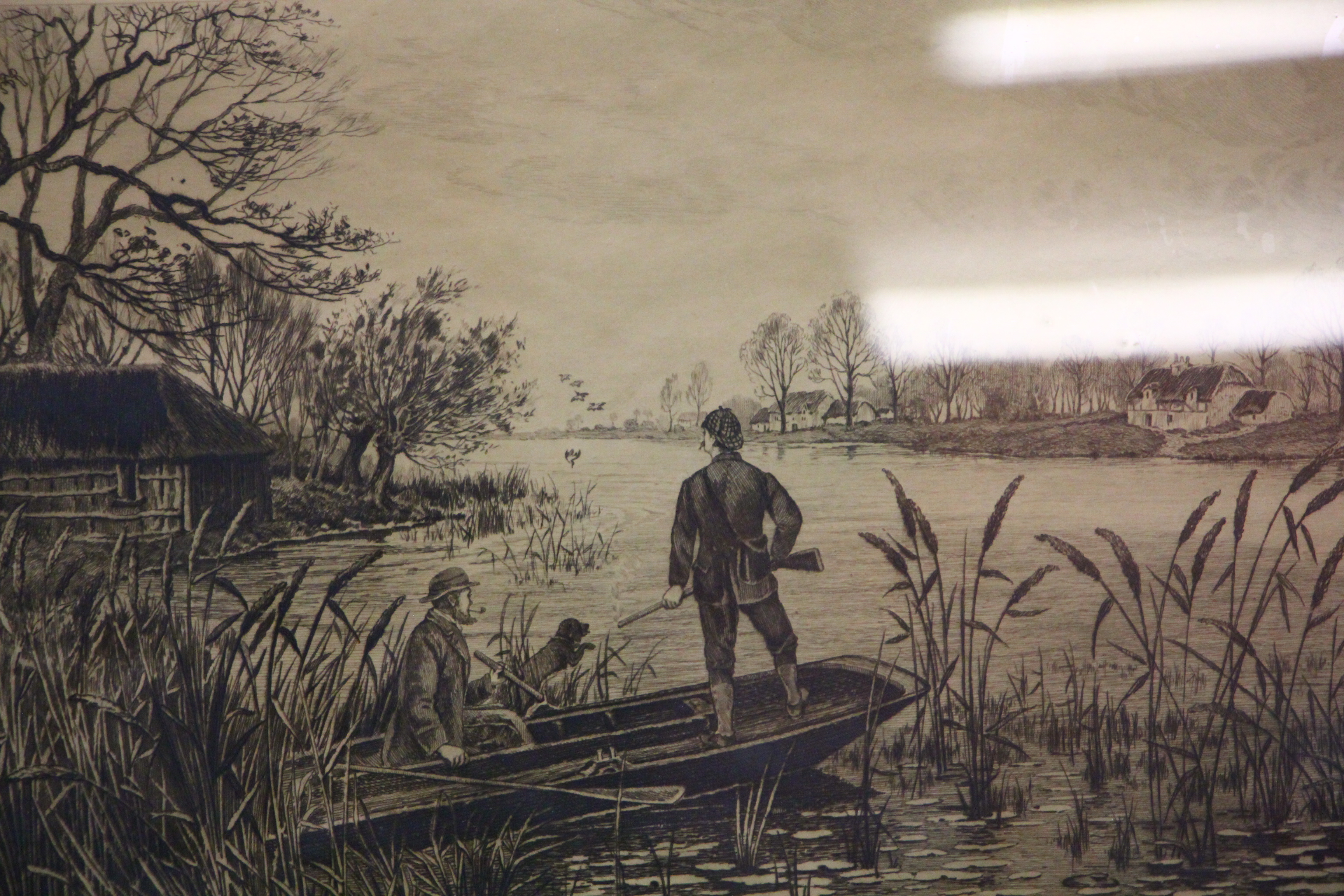 A PAIR OF FRAMED AND MOUNTED VINTAGE COUNTRY SHOOTING ETCHINGS BEARING SIGNATURE M DUNCAN - Image 3 of 9