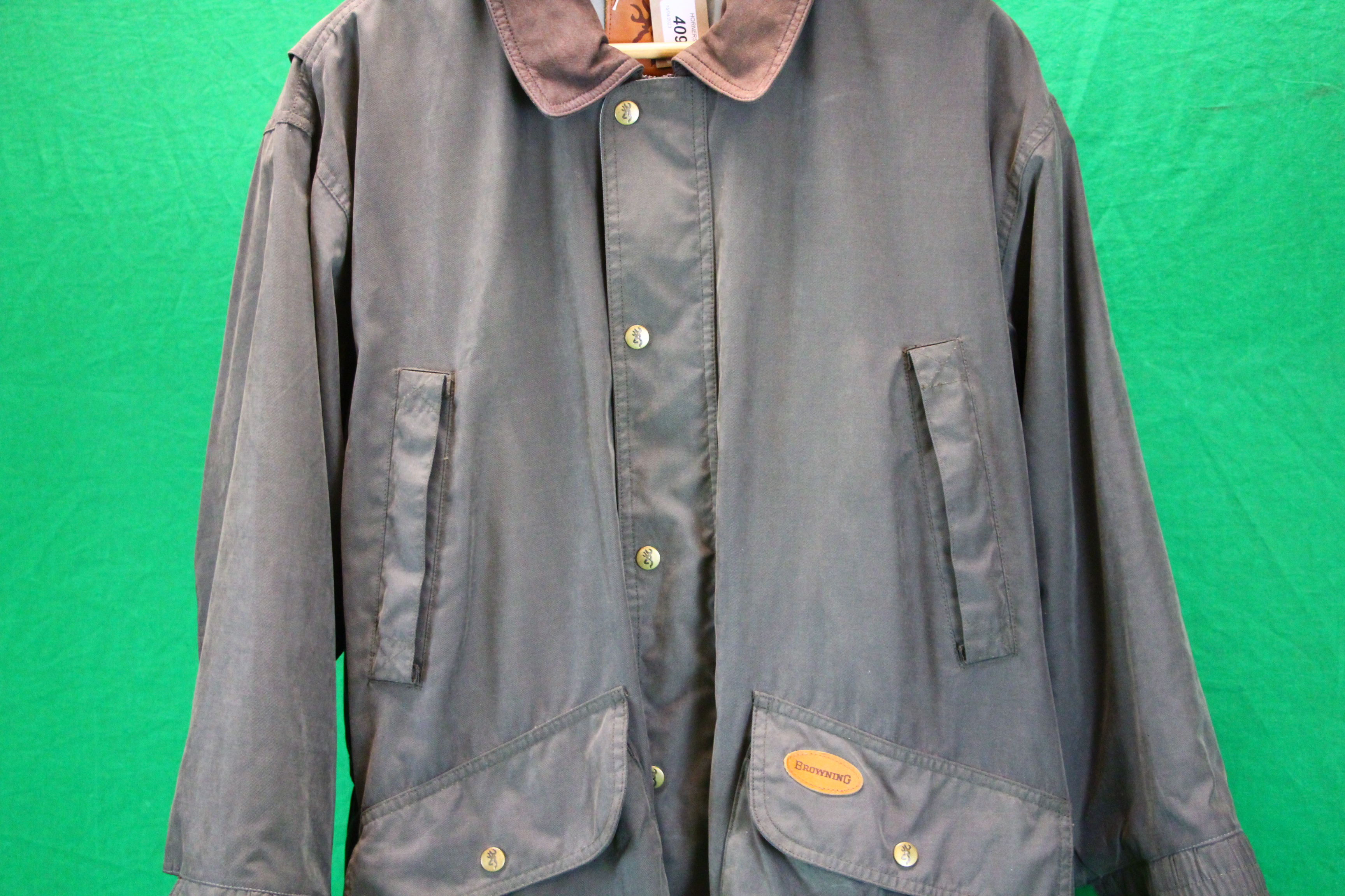 BROWNING GREEN FLEECE LINED COAT SIZE M/M - Image 6 of 6