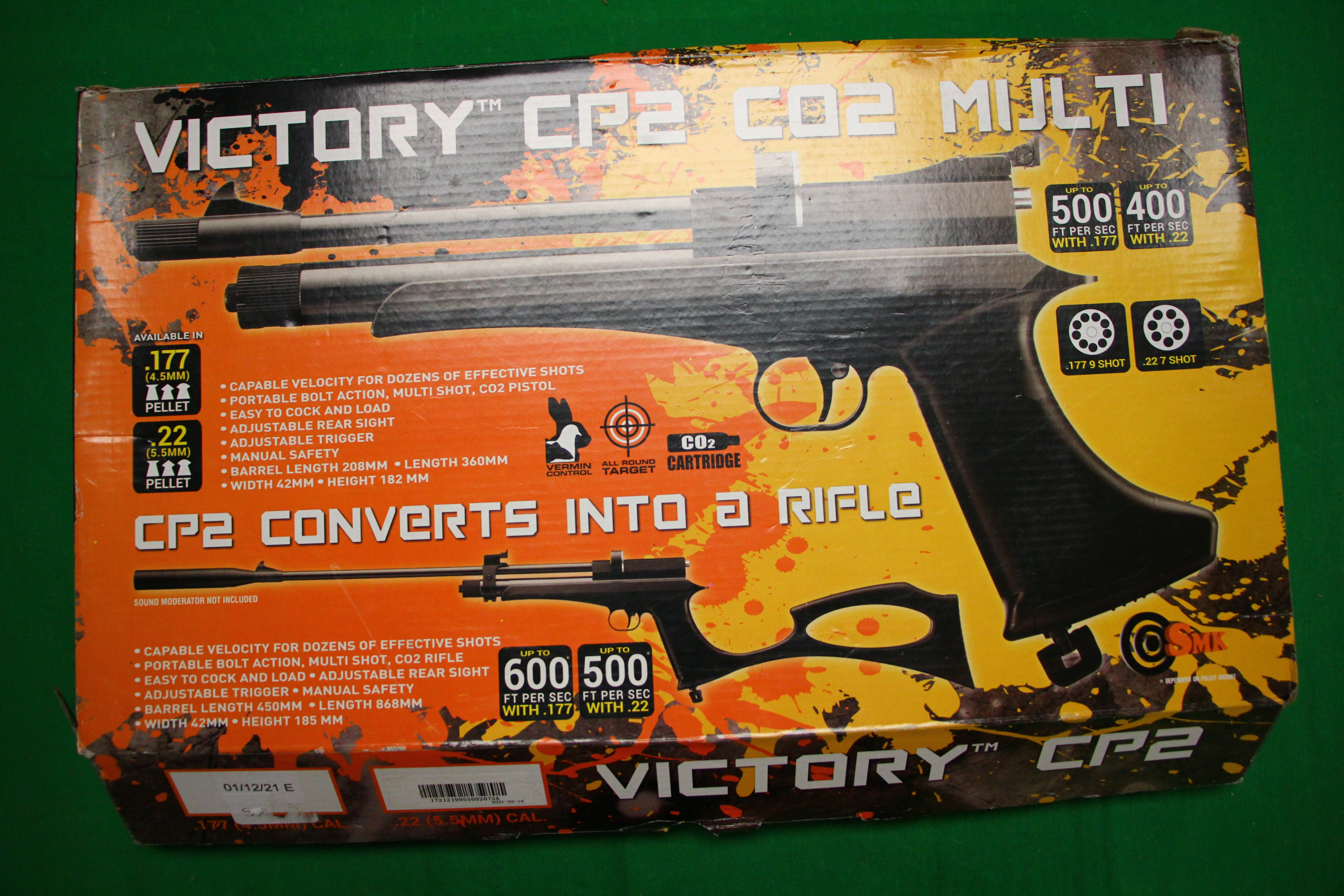 A BOXED SMK VICTORY CP2 Co2 AIR PISTOL WITH RIFLE CONVERSION, - Image 2 of 12