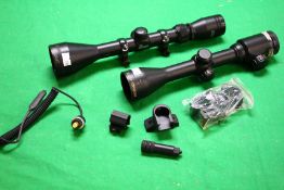 2 X HAWKE SCOPES WITH MOUNTS INCLUDING ENDURANCE 4X42IR AND 3-9X50 SCOPE