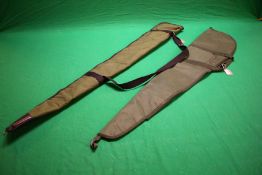 2 X GREEN CANVAS GUN SLIPS TO INCLUDE BISLEY AND REMINGTON