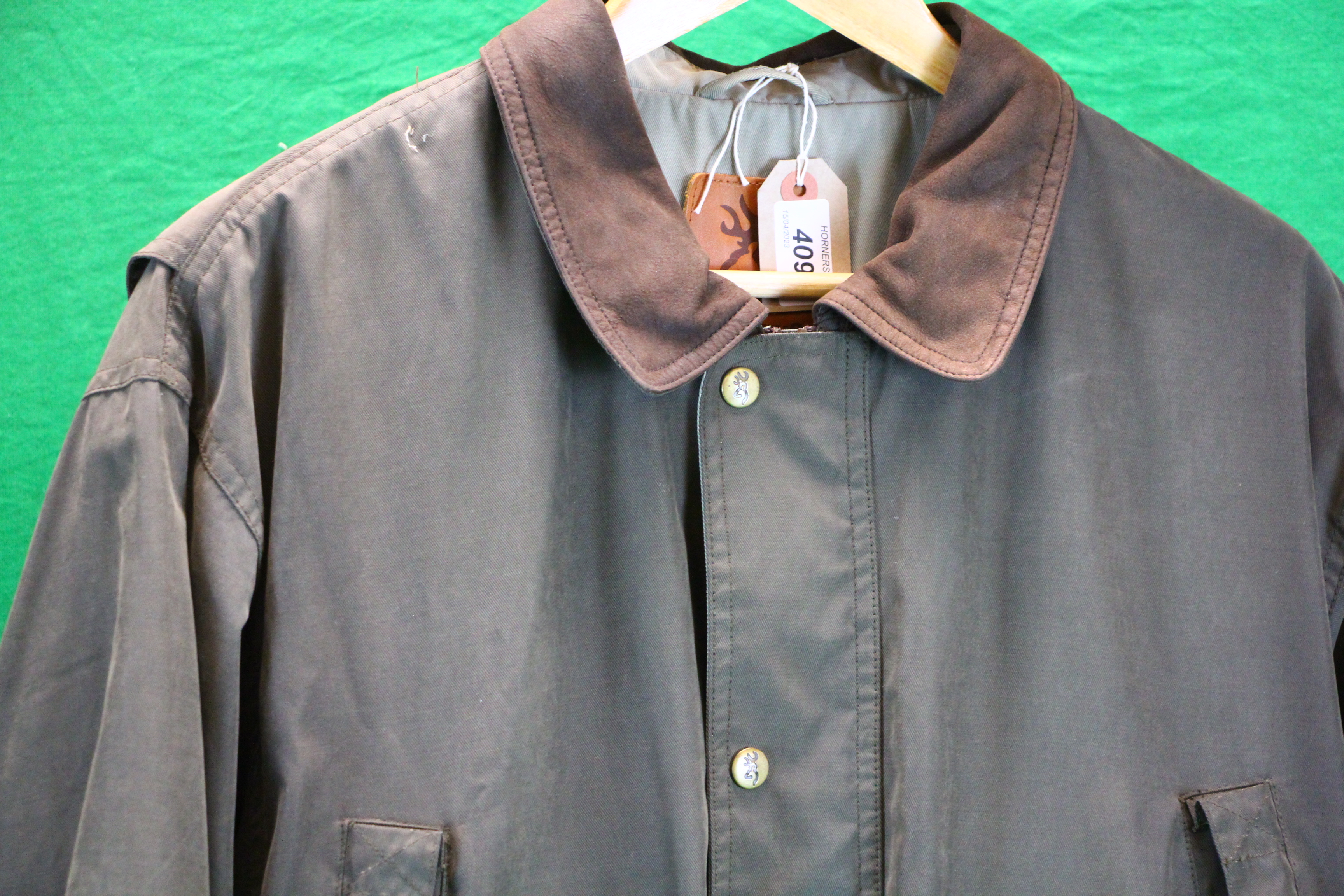 BROWNING GREEN FLEECE LINED COAT SIZE M/M - Image 2 of 6