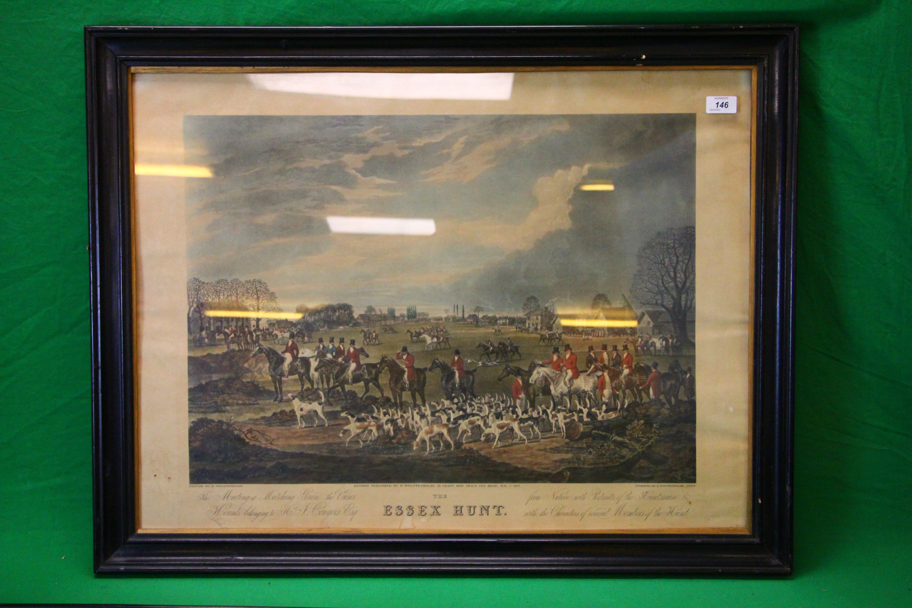 A PAIR OF "THE ESSEX HUNT" COLOURED PRINTS IN BLACK FRAMES,