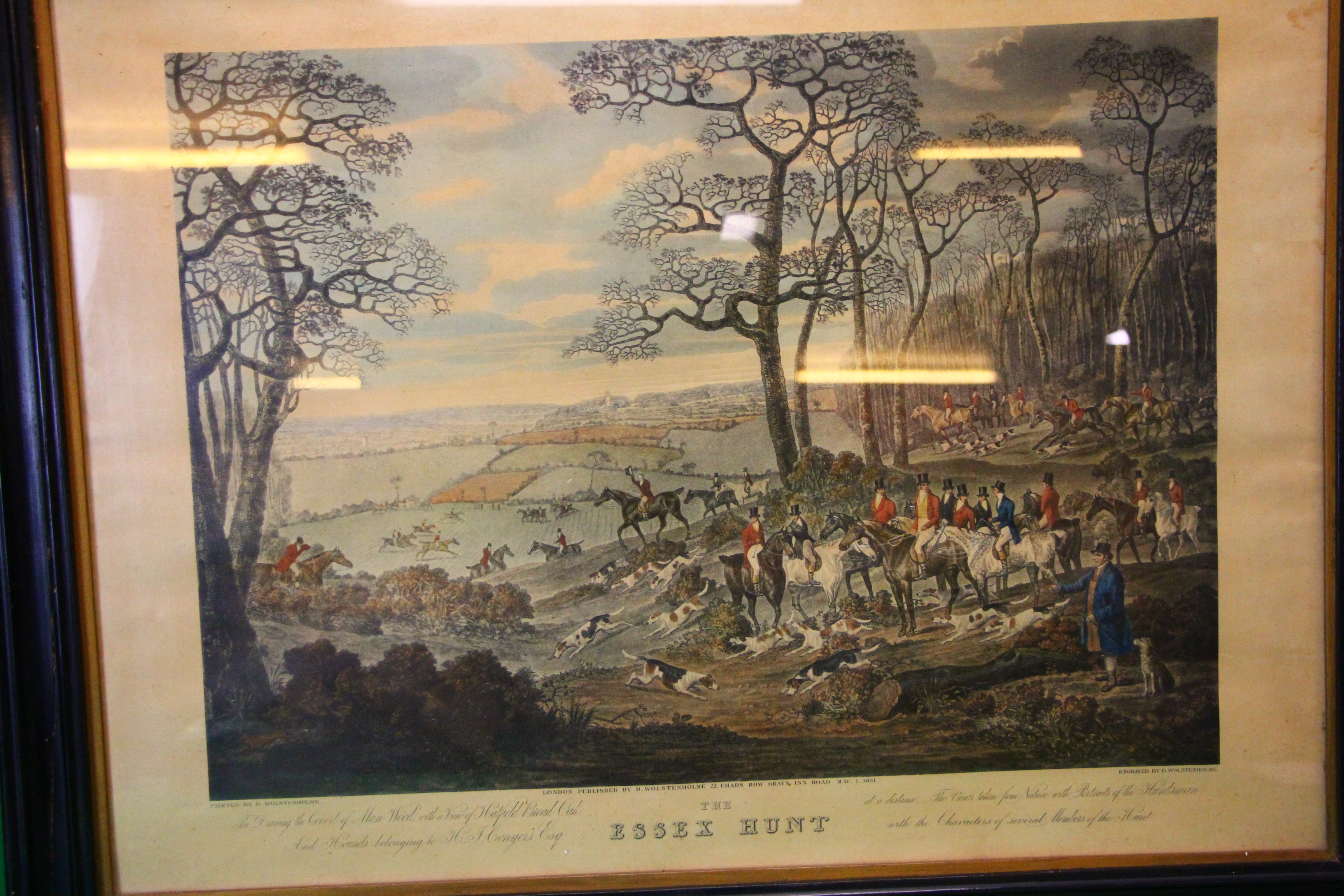A PAIR OF "THE ESSEX HUNT" COLOURED PRINTS IN BLACK FRAMES, - Image 8 of 12