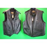 2 X HARLEY DAVIDSON BLACK LEATHER WAIST COATS SIZE L AND SIZE S