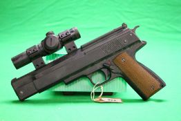 A WEIHRAUCH HW 45 SPRING LOAD AIR PISTOL FITTED WITH HAWKE SCOPE - (ALL GUNS TO BE INSPECTED AND
