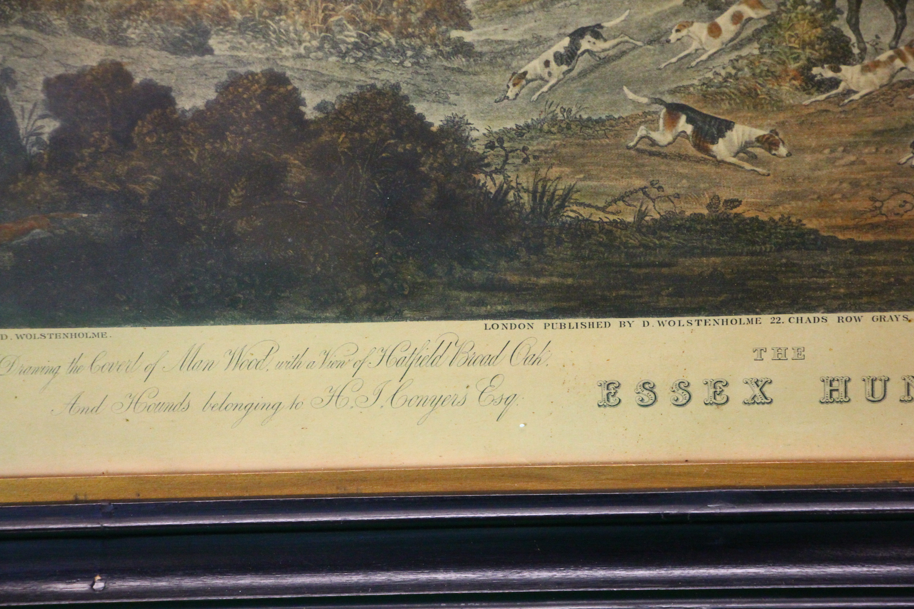 A PAIR OF "THE ESSEX HUNT" COLOURED PRINTS IN BLACK FRAMES, - Image 10 of 12