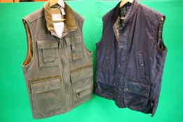 2 X GENTS GILETS TO INCLUDE CAMEL ACTIVE AND BRITTONS SUFFOLK WAXED COTTON