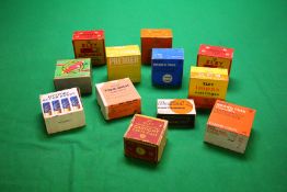 TWO BOXES CONTAINING AN ASSORTMENT OF 12 GAUGE VINTAGE CARTRIDGES TO INCLUDE SELLIER & BELLOT,
