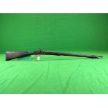 AN ANTIQUE PERCUSSION RIFLE WITH LOADING ROD - (ALL GUNS TO BE INSPECTED AND SERVICED BY QUALIFIED
